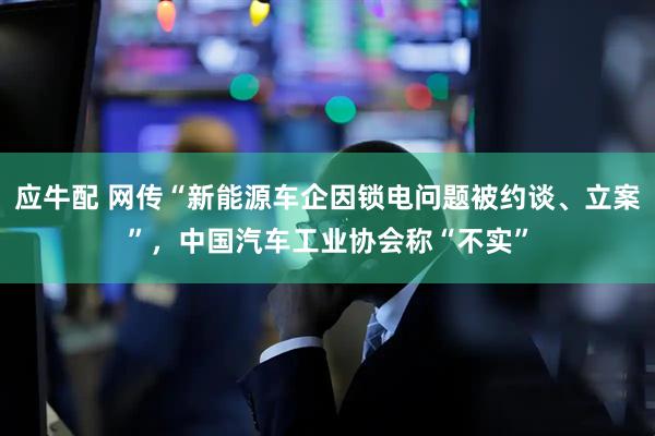 应牛配 网传“新能源车企因锁电问题被约谈、立案”，中国汽车工业协会称“不实”