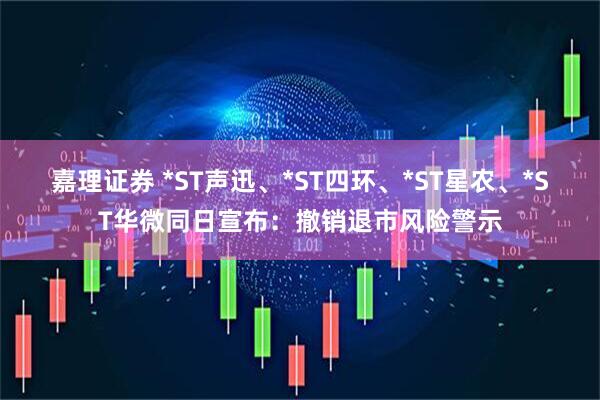 嘉理证券 *ST声迅、*ST四环、*ST星农、*ST华微同日宣布：撤销退市风险警示